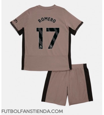 Tottenham Hotspur Cristian Romero #17 Tercera Equipación Niños 2023-24 Manga Corta (+ Pantalones cortos)